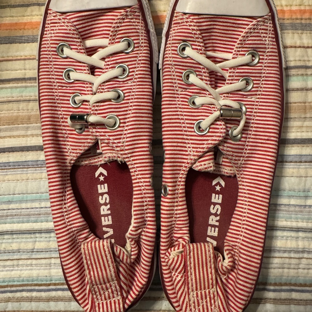 Converse Red and White Canvas Sneakers